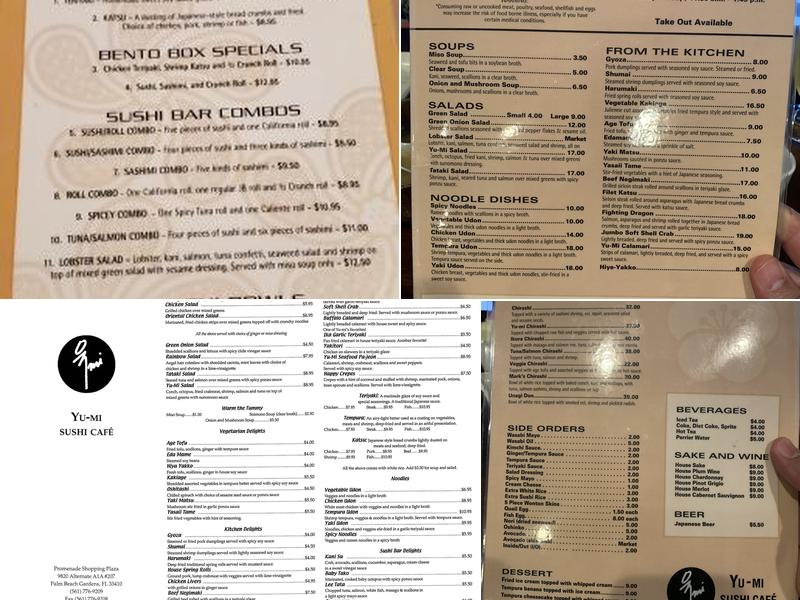 Yu-Mi Sushi Cafe Menu
