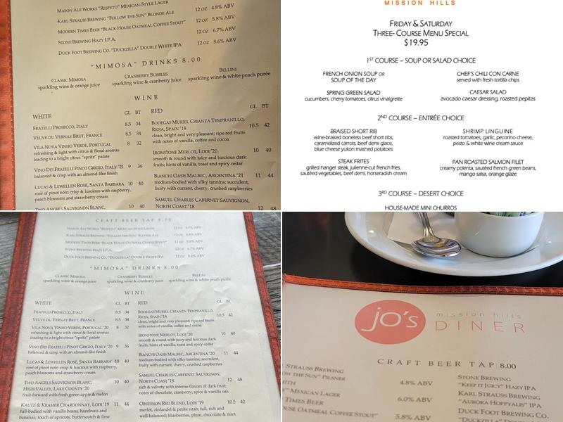 Jo's Diner Menu