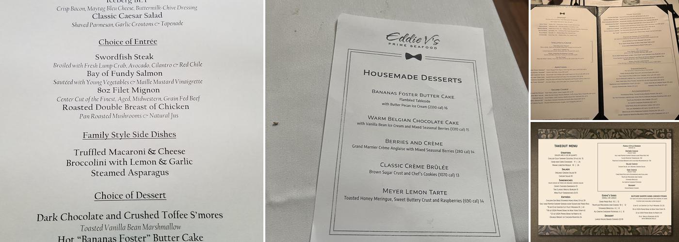 Eddie V's Prime Seafood Menu