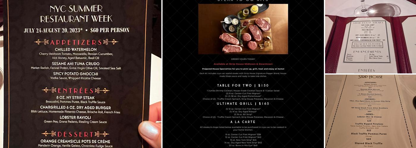 Strip House Steakhouse Menu