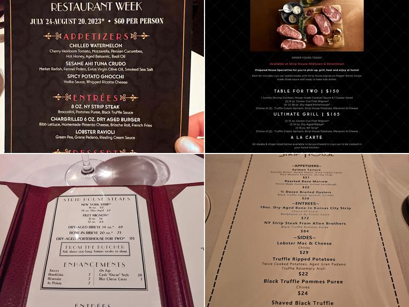 Strip House Steakhouse Menu