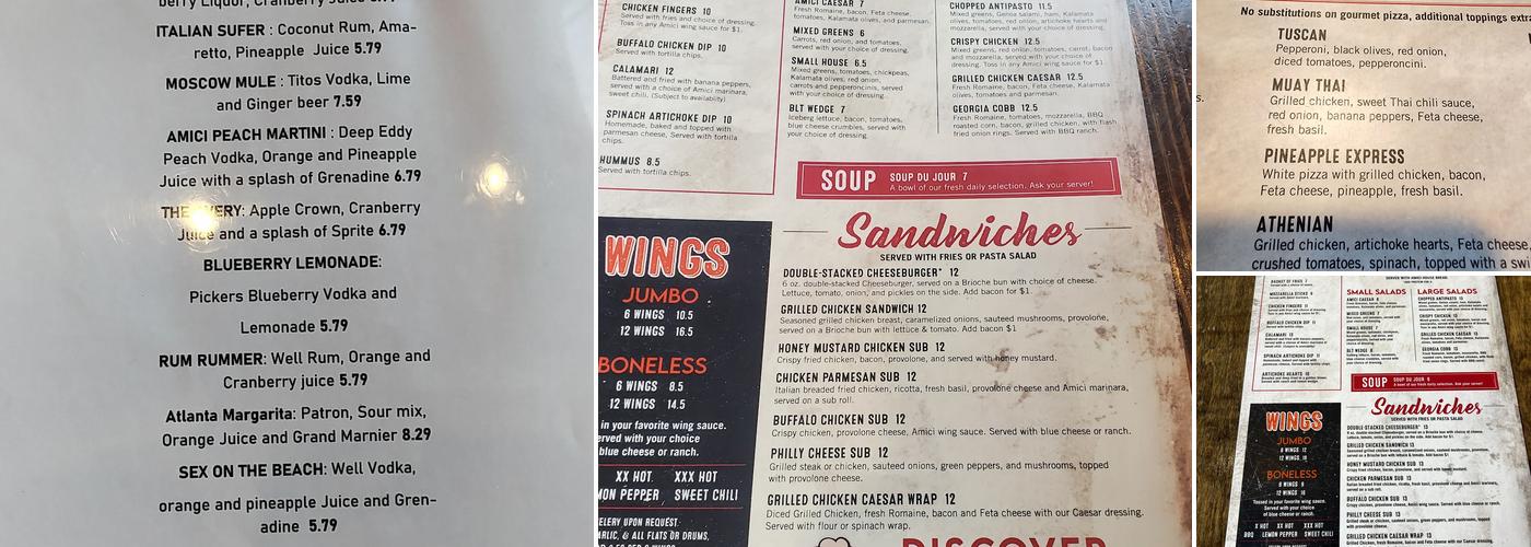 Amici Conyers Menu