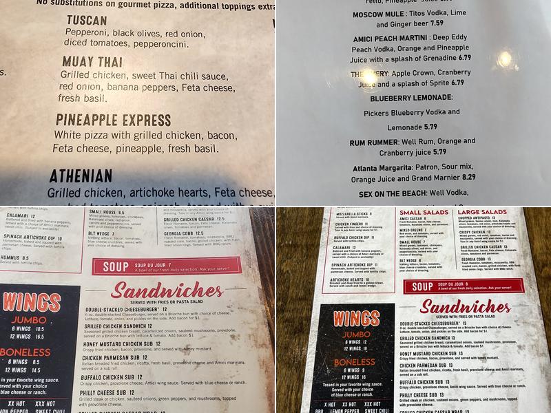 Amici Conyers Menu