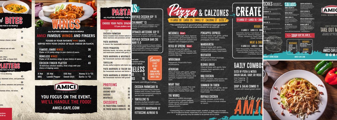 Amici Monroe Menu
