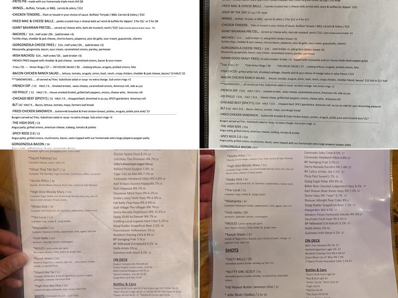 The High Dive Menu