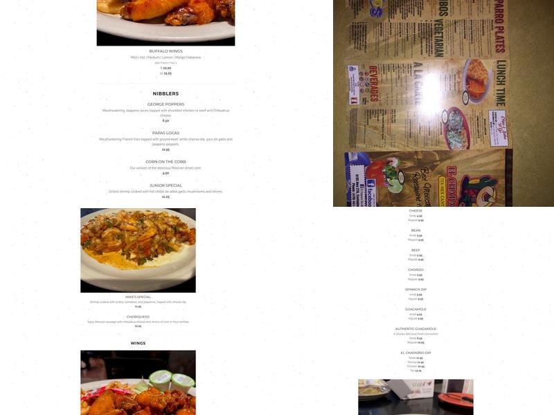 El Chaparro Tex-Mex Cantina Menu