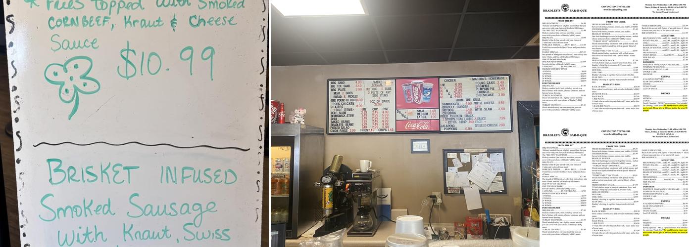 Bradley's Real Pit Barbecue Menu