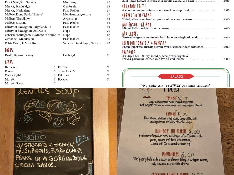 Pomodoro Ristorante Italiano Menu