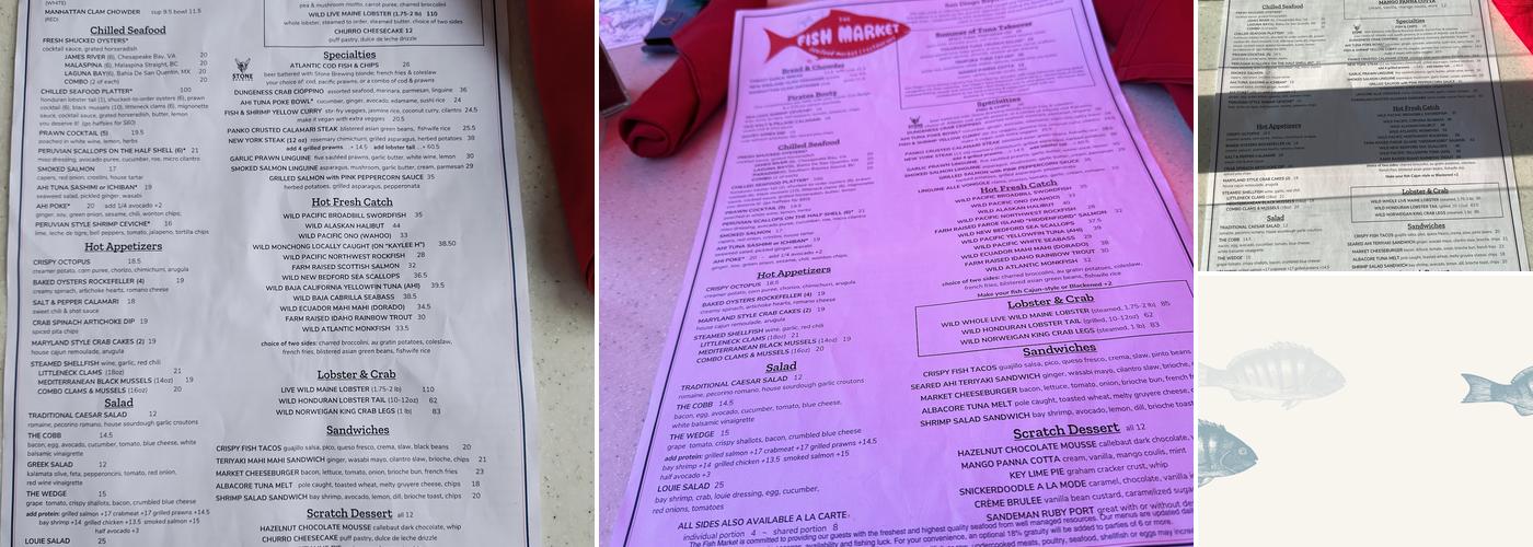 The Fish Market - San Diego Menu