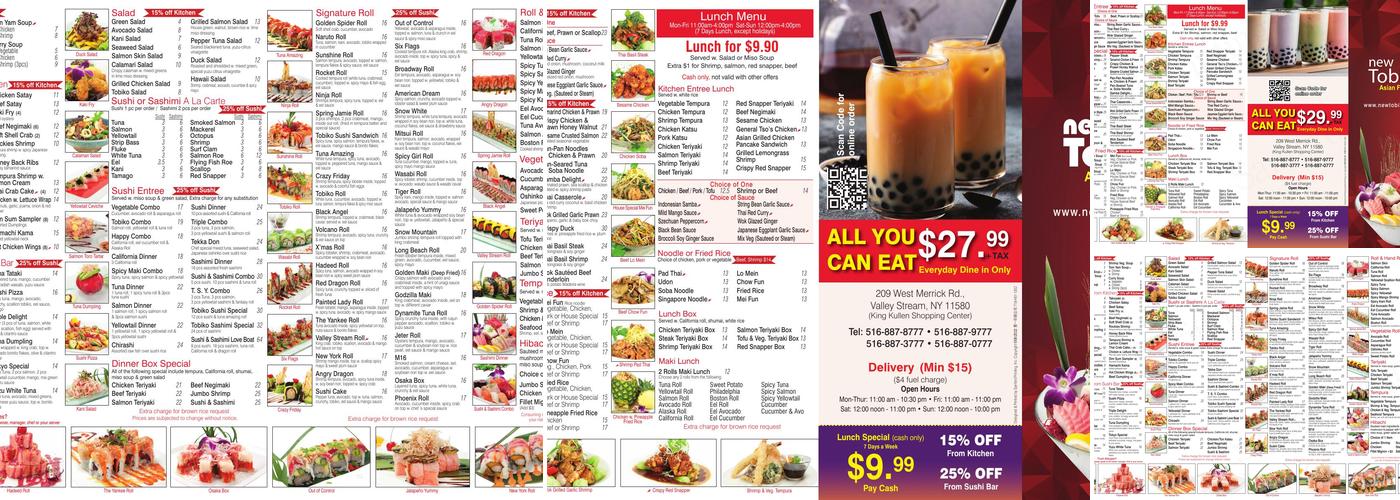 Tobiko Sushi Asian Bistro Menu
