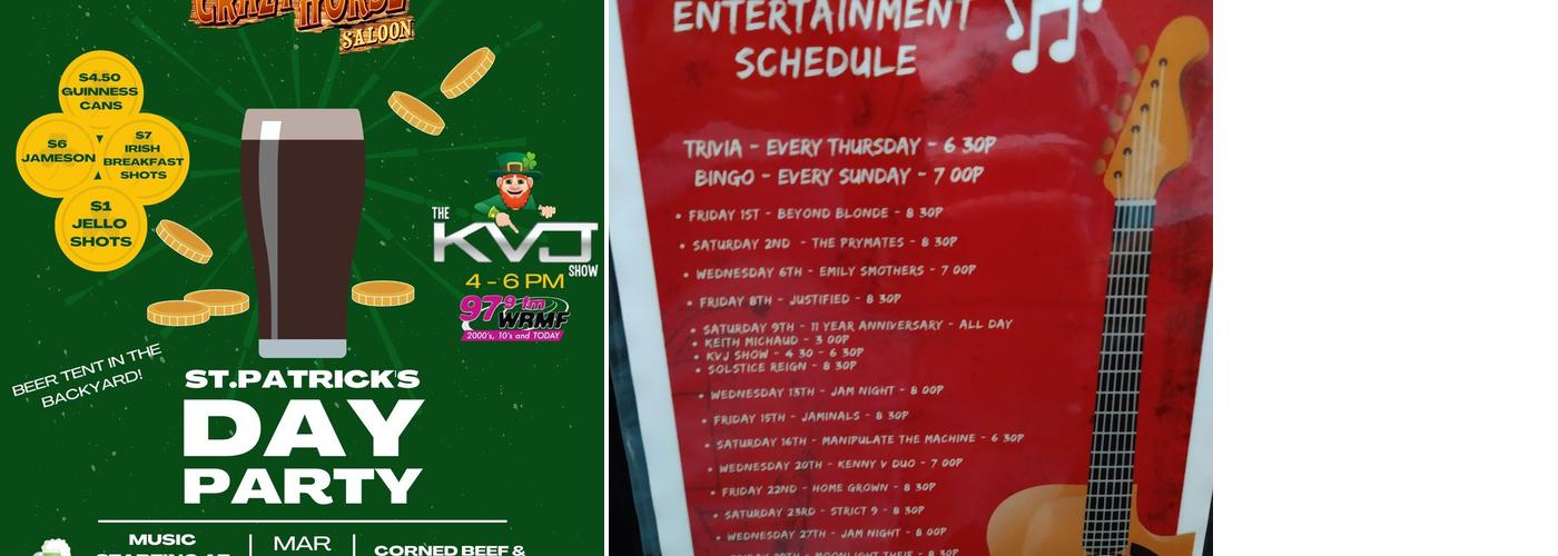 Crazy Horse Saloon Menu