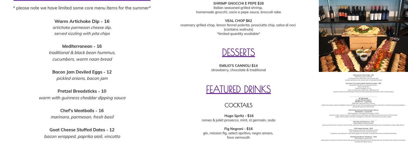 Salute Market Menu