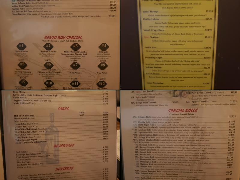 Sushi Yama Japanese Restaurant Menu