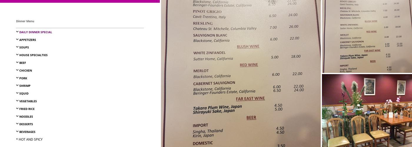 One Thai Restaurant Menu
