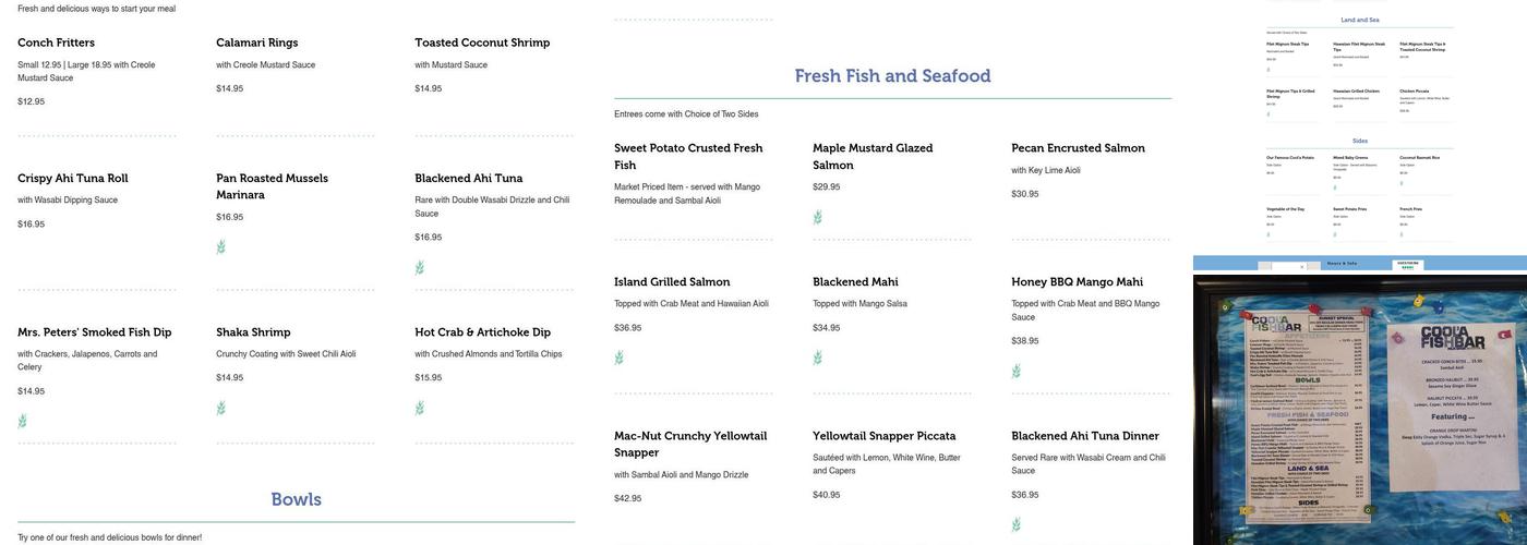 Cool'A Fishbar Menu