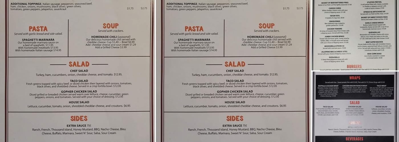 Gopher Bar & Grill Menu