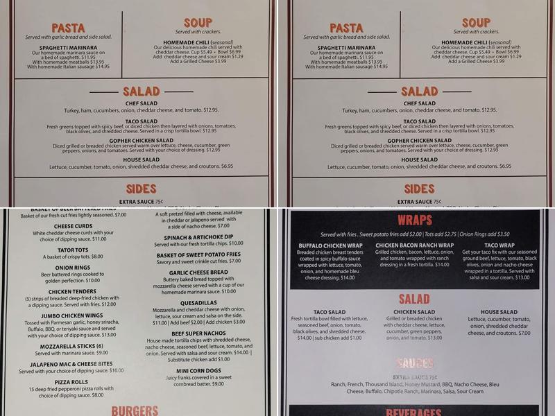 Gopher Bar & Grill Menu