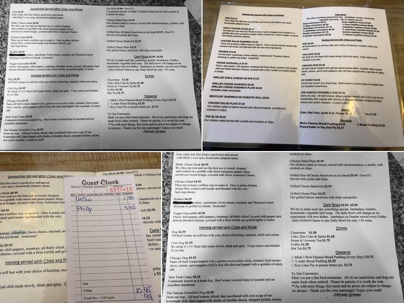 Micks' Dauphin Street Cafe Menu