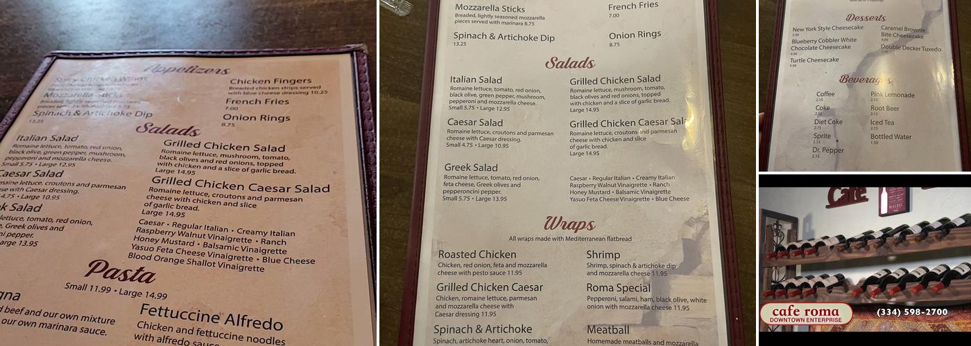 Cafe Roma Menu