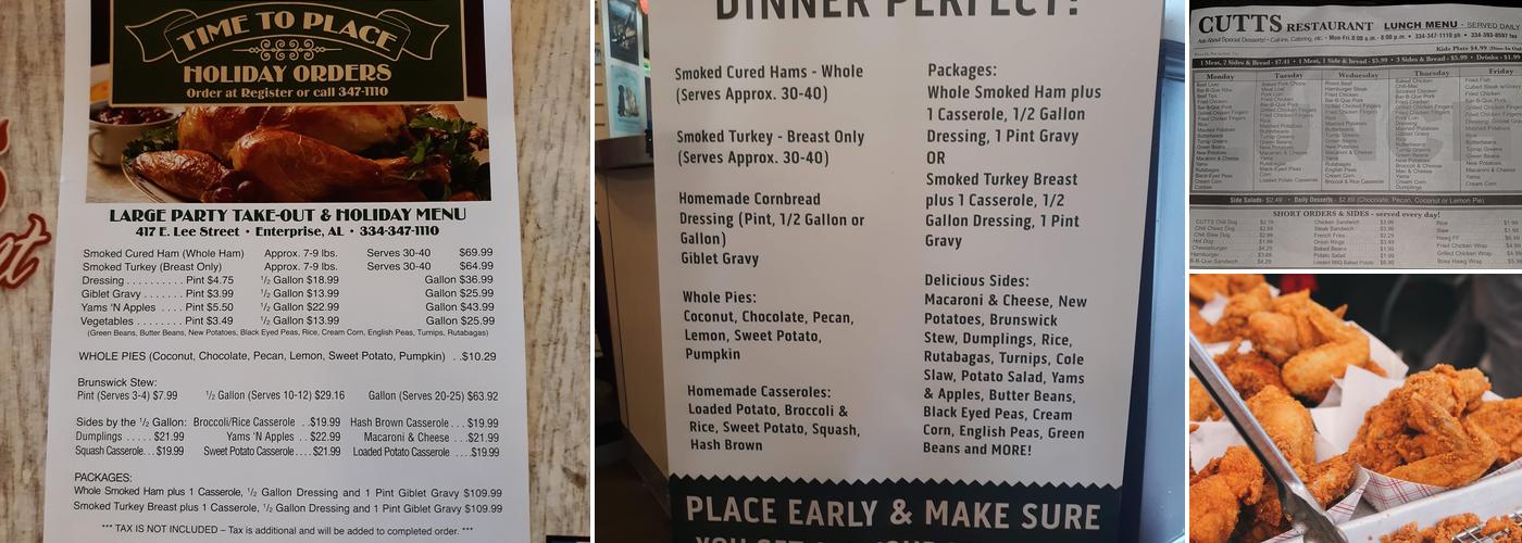 Cutts Restaurant Menu