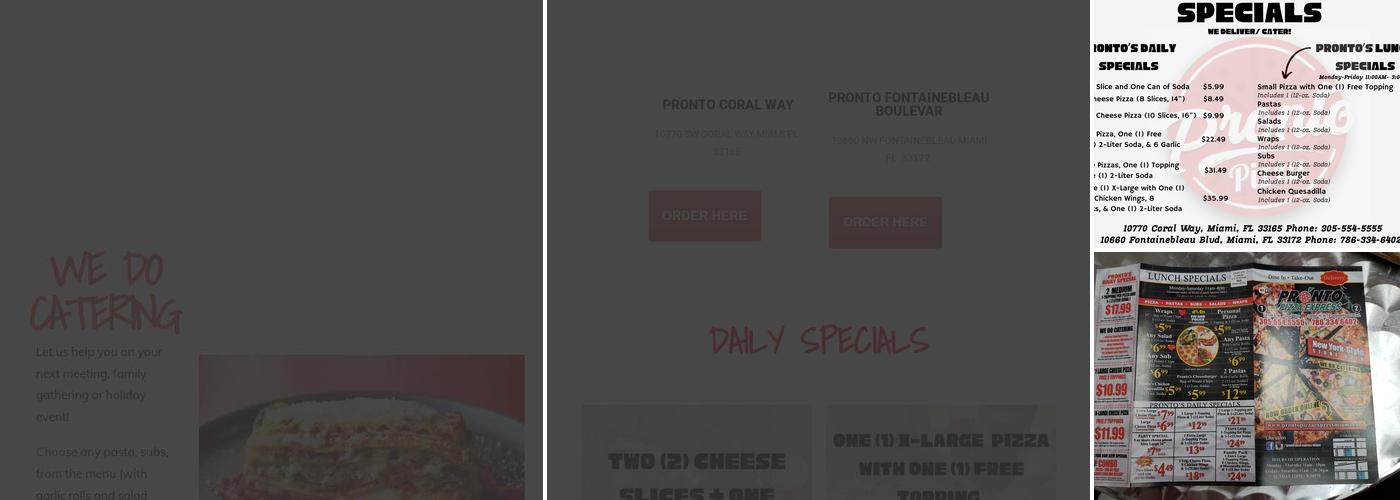 Pronto Pizza Express Menu