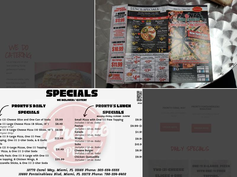 Pronto Pizza Express Menu