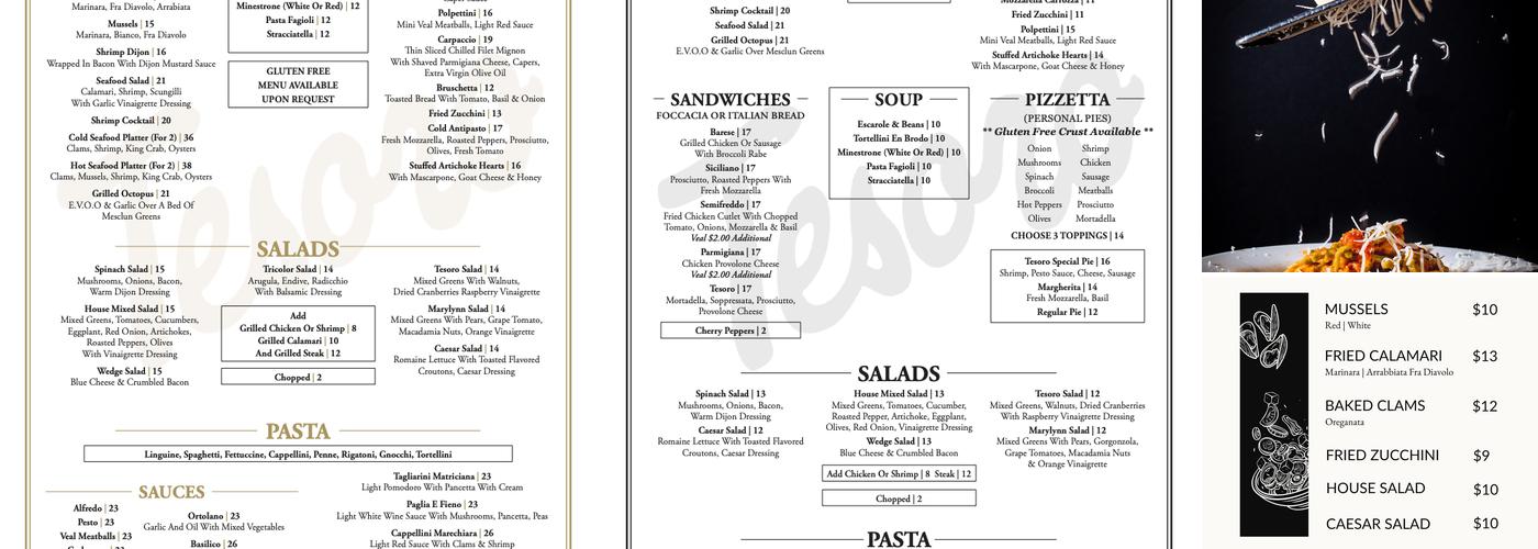 Tesoro Menu