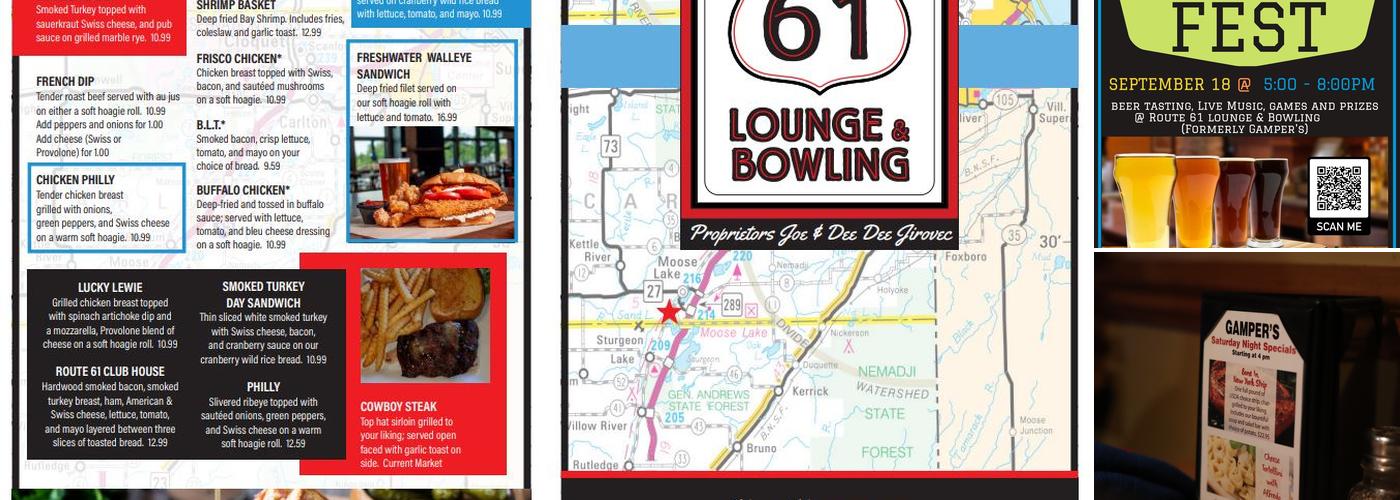 Route 61 Lounge and Bowling Menu