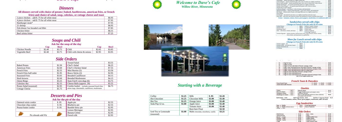 Dave's Cafe Menu