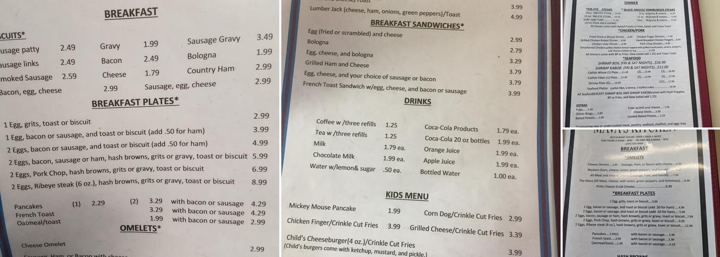 Mava's Kitchen Menu