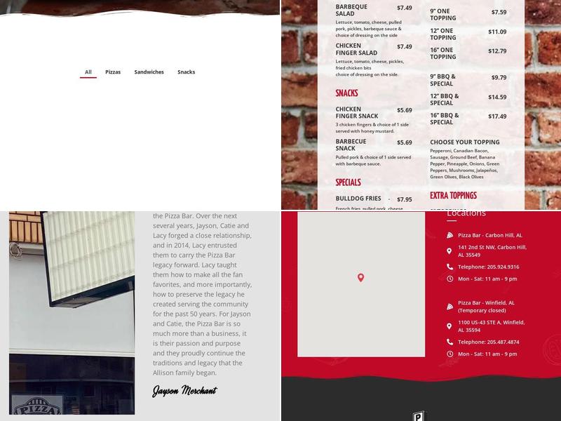Pizza Bar Menu