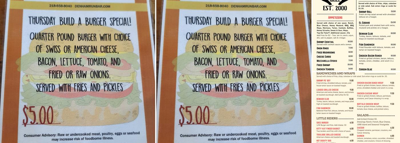 Denham Run Bar & Grill Menu