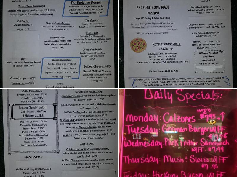 Endzone Bar & Grill Menu