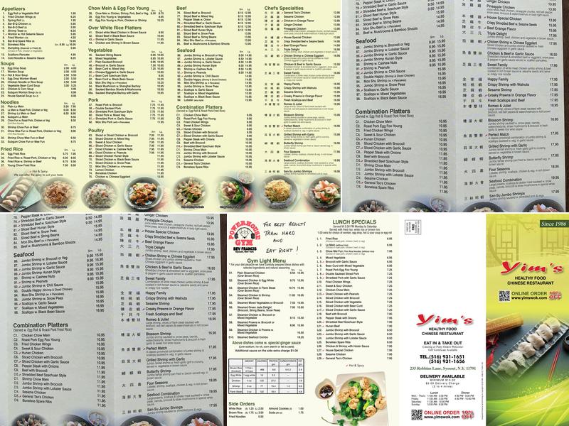 Yim's Wok Menu