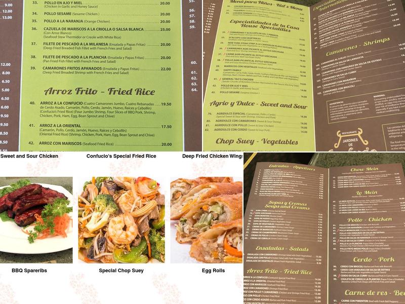 Jardines de Confucio Menu