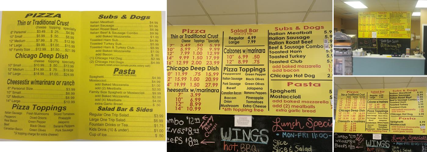 Chicago Pizza Menu