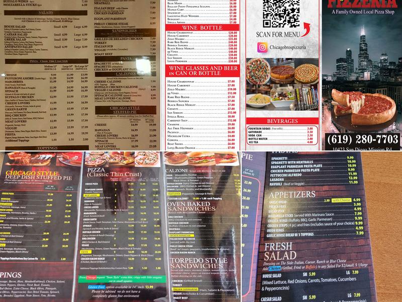 Chicago Bros Pizzeria Menu