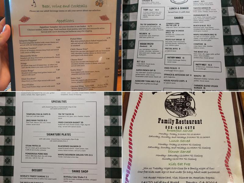 Hamburger Factory Family Restaurant Menu