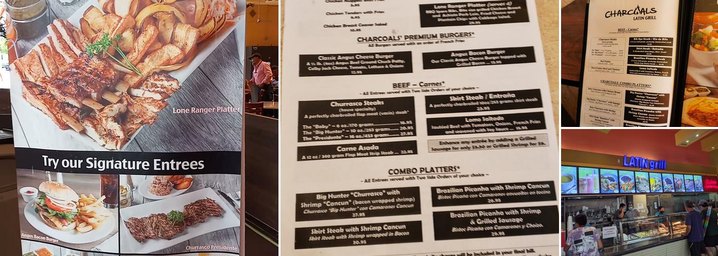 Charcoals Latin Grill Menu