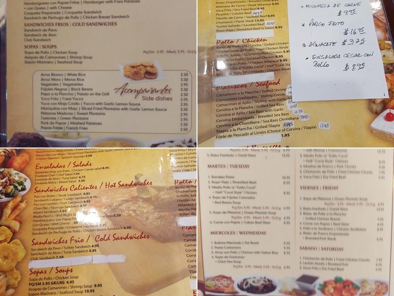 Coral Restaurant Menu