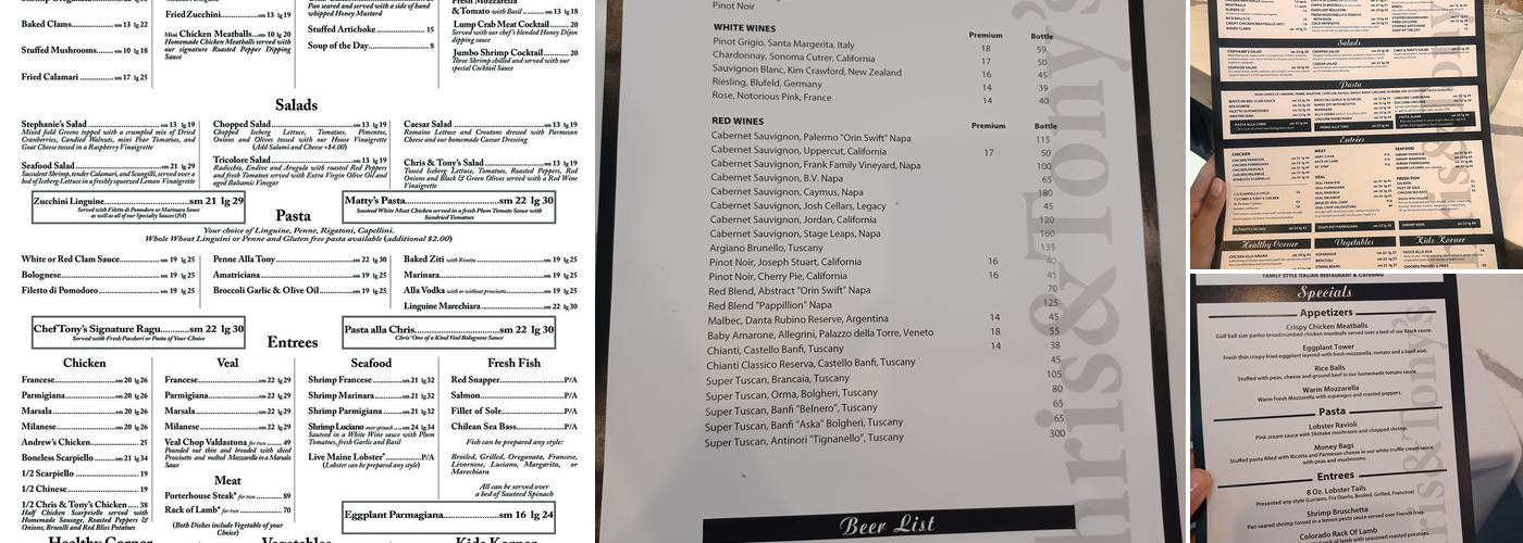 Chris & Tony’s Menu
