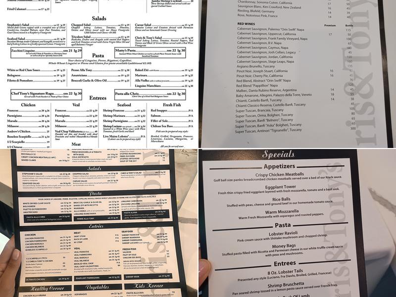 Chris & Tony’s Menu