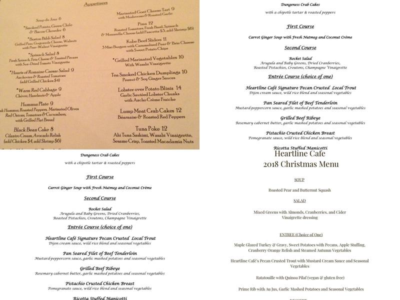 Heartline Cafe Menu