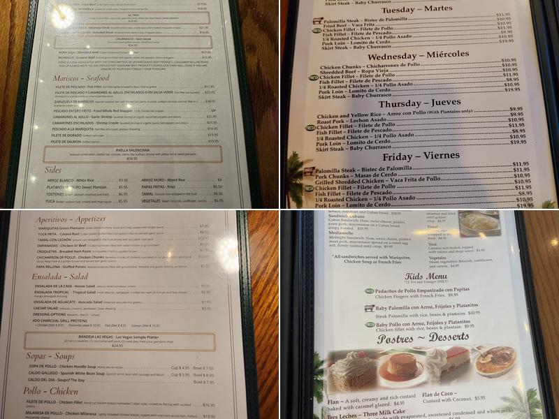 Las Vegas Cuban Cuisine Menu