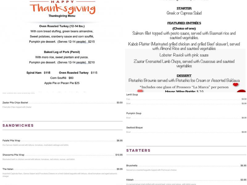 Harvest Delights Menu