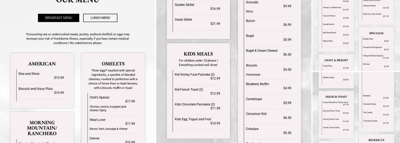Miley's Café Menu