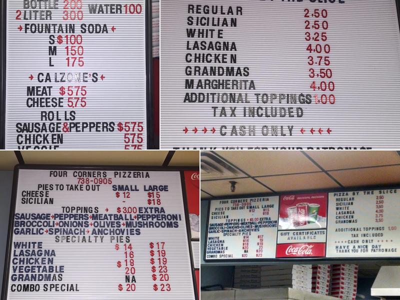 4 Corners Pizzeria Menu