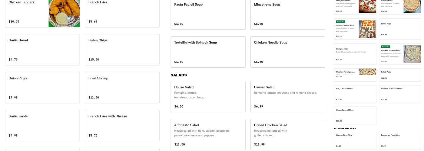 Pizza Bella Menu