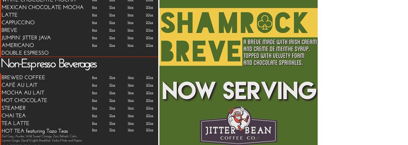 Jitter Bean Coffee Co. Menu