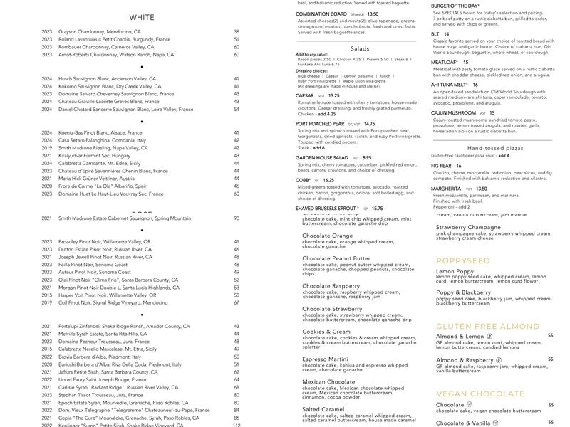 Ramone's Bakery & Cafe Menu